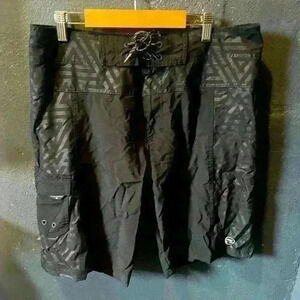 Men’s Ocean Current Black Board Shorts Velcro Tie Small